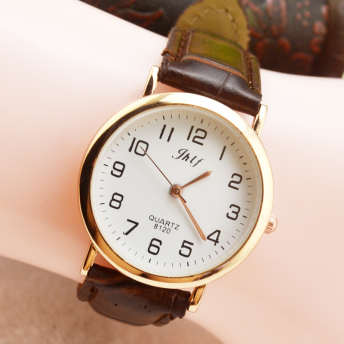 【goodspop】大人気 ファッション 合成皮革 シンプル 防水 ラウンド 腕時計